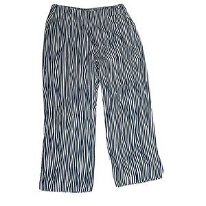 𝅺nice Things by Paloma S. Blue Wavy Stripe Pants 42 US 10 100% Tencel Side Zip